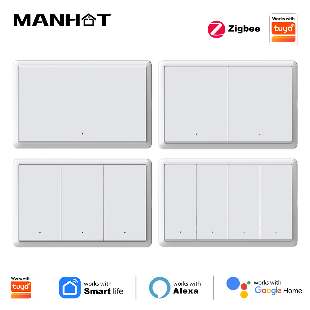 Smart Home Matter - Interruptor inteligente Zigbee Manhot, sin necesidad