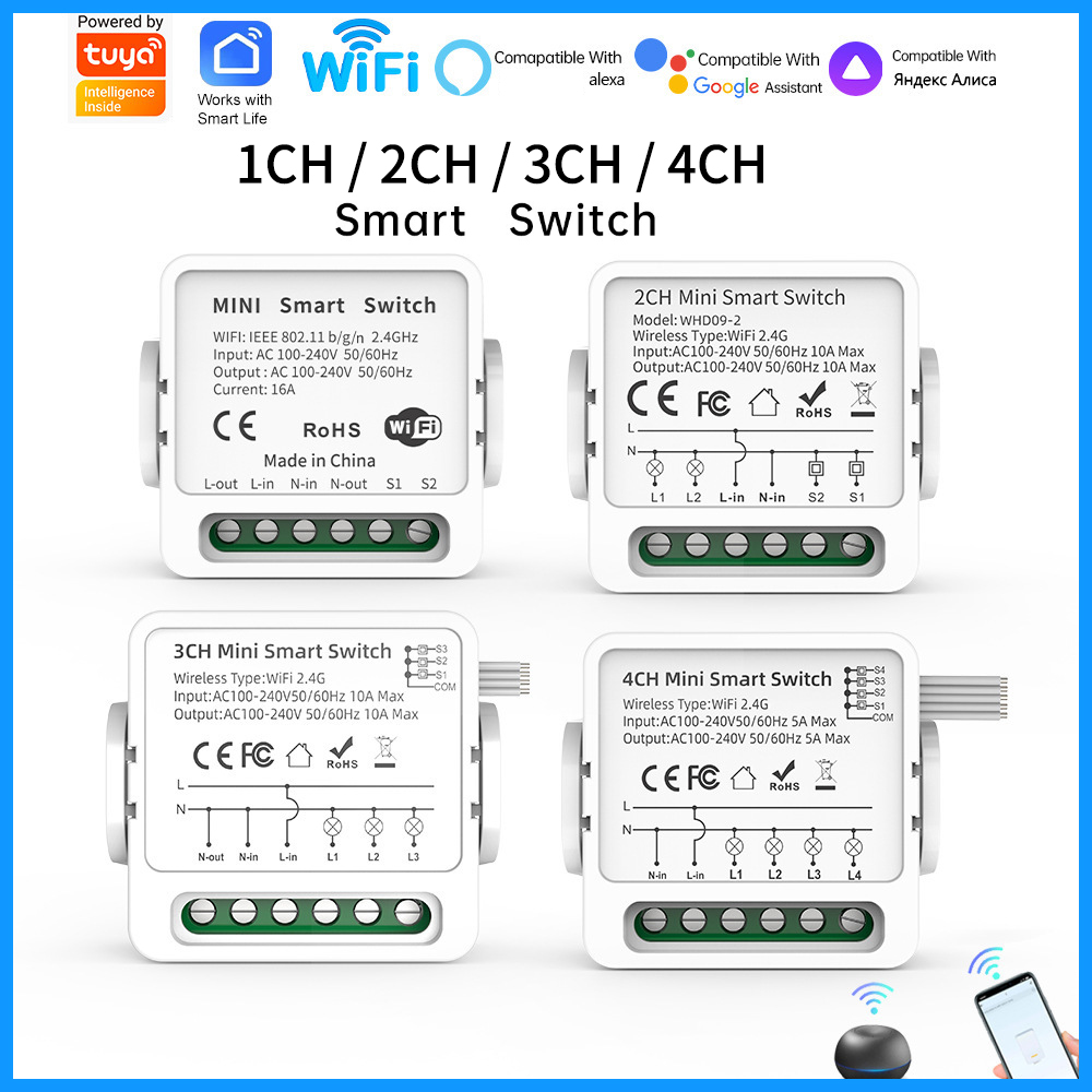Smart Home Matter - Interruptor Inteligente WiFi Tuya de 1/2/3/4