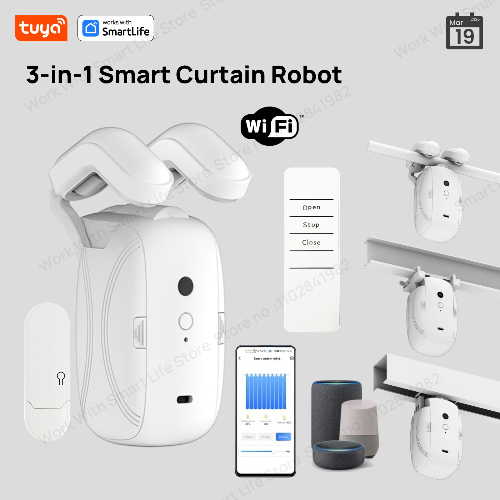 Smart Home Living - 1/2 Unidades Robot Cortina Inteligente WiFi